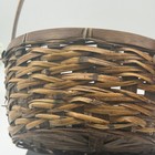 Vintage Woven Wood Round Basket With Tall Handle Brown Rustic Farmhouse Decor