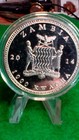 Zambia 1000 Kwacha 2014 Unc Amur Leopard Silver Plated Colorized Coin