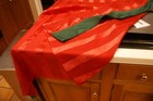 100  Polyester 60 x 120  Christmas Holiday Tablecloth Green Red Striped See Thro