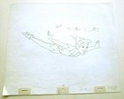 Peter Pan Flying Over London 1980s Walt Disney Original Production Cel Drawing