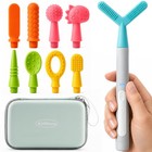 Textured Silicone Oral Motor Kit - 9 Tips  Vibrating Teether  Autism Sensory  Sp
