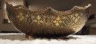 Antique Middle Eastern Brass Decorative Set With Engraved Floral Motifs 