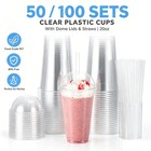 50 100 Pack 16-24oz Clear Plastic Disposable Cups With Dome Lids And Straws
