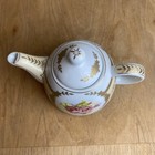 Vtg Royal Scotland 4  Tea Pot Floral Rose With Lid  White Gold Trim Porcelain