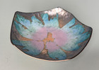 Vintage Mirrle Squires Hand- Enamel  Copper Dish 6  Abstract Modern Pink Mcm Art