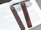 Personalized Vintage Book Spine Leather Bookmark Birth Flower Name Gift
