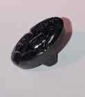 Vintage Black Glass Button Tri Square Design Geometric Relief Self Shank 1 2 