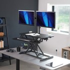 Vivo Black 32  Standing Desk Riser With Adjustable Dual 13  To 30  Monitor Mount
