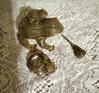 Vintage Bombay Company Brass Frog Desk Set Jewelry Magnifying Glass