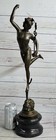 Signed Giambologna  21  H Bronze Statue Of Flying Mercury Bronze Sculpture Nude