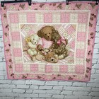 Teddy Bear Handmade Baby Quilt Crib Blanket 38   x43    Patchwork Pink White Nursery