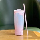 2025 China Starbucks Spring Sakura 24oz Ss Gradual Pink Blue Straw Cup Tumbler