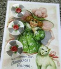 Set Of 3 vintage 3 4   Hand Painted Red  Pinwheel  Flower Glass Buttons  nos
