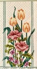 Vintage Tall Floral Orange Tulips   Pink Poppies Completed Needlepoint Framed