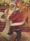 Unused Vintage Greeting Card By Jon Goodell Christmas Santa Checking His List