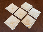 Vtg Linen Cocktail Napkins 6 Handstitched Italian Cutwork Hemstitched  8  Sq