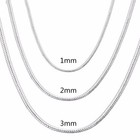 925 Sterling Silver Snake Chain Necklace Men Women 1mm 2mm 3mm 17-23 Inch Gift