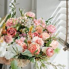 Artificial Flowers Combo   Fake Silk Foam Flower Mix With Wire Stem  Diy Wedd   