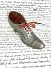 Vintage Metal Figural Shoe With Red Laces Pin Cushion