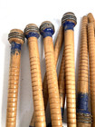 Spools Wood Quills Mixture Of 8 75   Brown With Blue Paint  Textile  Lot Of 10