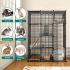 4-tier Large Cat Cage Enclosure Metal Wire Kennel Diy Playpen Catio With Hammock