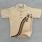 Vintage Op Ocean Pacific  Sunwear Collared Polo Shirt Sz L Wood Button Hawaii