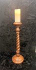 Vintage 18    Barley Twist Wood Candlestick Tall Turned Wooden Candle Holder