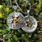 Triquetra   Dragon Tiger s Eye Blessing Of Courage Pewter Pendant Necklace