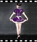 Latex Maid Dresses With Apon White Ruffles Back Zipper Customized 0 4mm D7