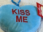 Nwt Sweethearts  Backpack Clip Plush Heart 4       kiss Me    Aqua Blue Embroidered