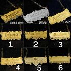 Personalized Silver  And  Gold  Any Name Plate Necklace Script Double Free Chain
