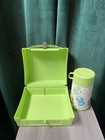 Vintage Care Bears 1980s Green Lunch Box   Thermos - Aladdin - Used Shows Wear