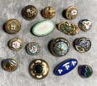 Antique Victorian Buttons Group Of 15 Handpainted Enamel Set 1 4   -5 8   