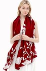  Women Silk Scarves Long Satin Lightweight Outdoor Shawl Wraps Printed 107-red