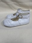 Vintage White Leather Baby Shoes T-strap Perforated  Christening 5 Inch