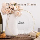 7  Clear Gold Rim Plastic Plates 100-pcs  Disposable For Party wedding