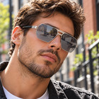 Men Women Sunglasses Retro Aviator Classic Tint Lenses Square Alloy Light Frame