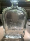 Vintage Heavy  Thick Embossed Glass Flask Bottle Art Deco     