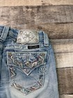 Miss Me Girls Size 10 Boot Cut Jeans Light Wash Embellished Faux Flap Pockets