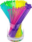 100-pcs 5 Colol Plastic Swizzle Sticks  Crystal Cake Pops  Cocktail Coffee Dr   