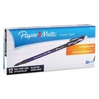 Paper Mate Eraser Mate Ballpoint Stick Erasable Pen Black Ink Medium Dozen