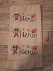 2 Vntg Embroiderd French Girl Linen Tea Towels  Mrs   Hers  Vntg Linens