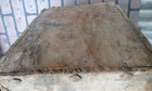 Antique 16th Or 17th Century Slide Top Wood Box Rosette Nails Hand Hewn Boards