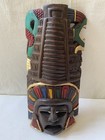 Aztec Mask Carved Wood Wall Art Mayan Decor 13 5  Ethnic Mexican Home Decor Vtg