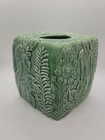 Porta Green Embossed Pottery Tissue Box Cover Embossed Botanical Made In   