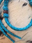 Braided Leather Deerskin  Stampede Strings Hat Wind Ties Turquoise Sterling Bolo