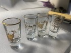 Machu Picchu Shot Glasses Set Of 4 Made peru 14k Gold Print Llama cactus  Mtnk10