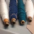 Antique Wool Industrial Thread Wooden Spools Lot Of 4 White Blue Teal Pre-1930