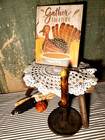Primitive Vintage Folk Art Victorian Style Thanksgiving Turkey Pumpkin Pie Sign