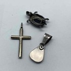 Sterling Silver 925 Jewelry Lot 3 Turquoise Lapis Lazuli Cross Turtle Brooch